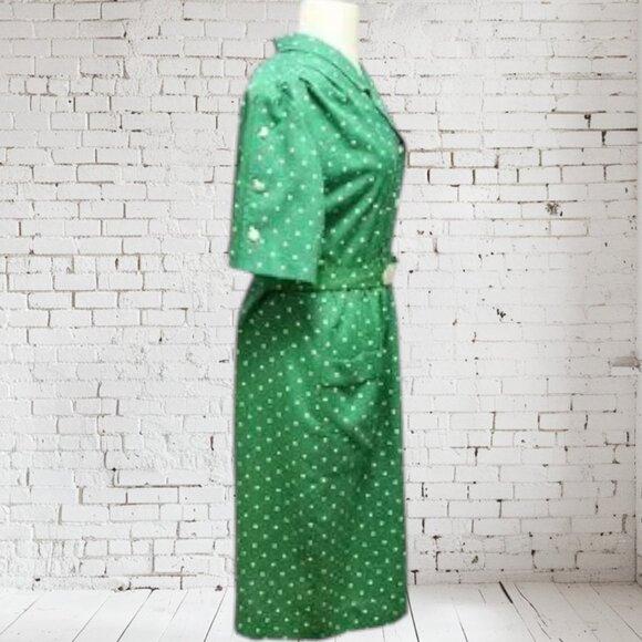 Vintage Ilse M. Dress 50's Style Polka Dot Belted - Picture 2 of 9